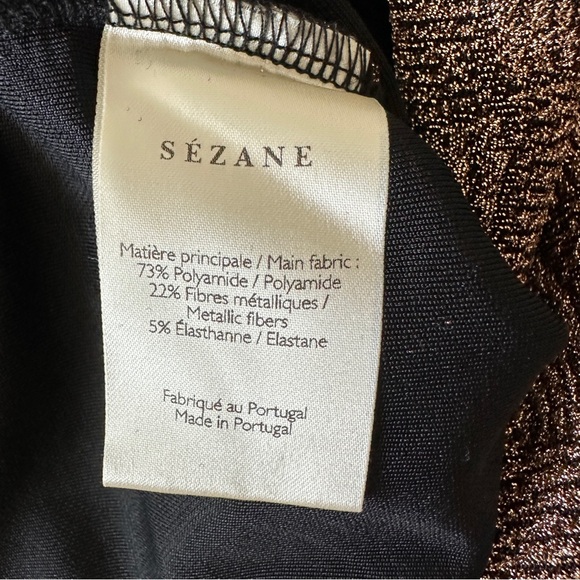 NWT Sezane Lauren dress black & metallic gold XS - Picture 8 of 12